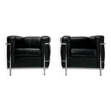 ‘90s Vintage LC2 Armchairs by Le Corbusier &Charlotte Perriand  for Cassina