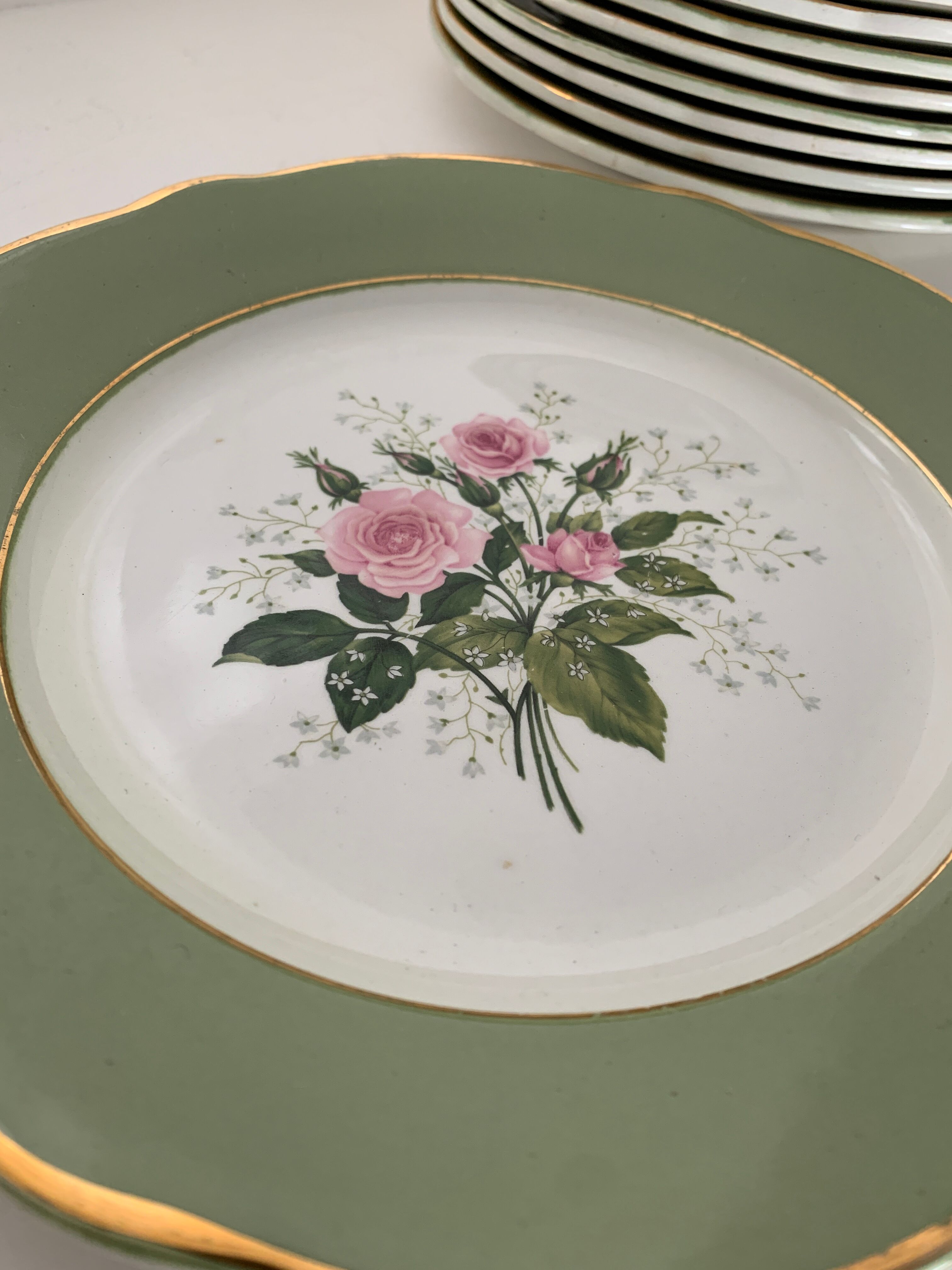 12 flat plates in flat earthenware KG Luneville bagatelle model, late 19th century