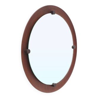 Curved plywood round mirror, 1960s