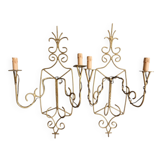 Gold wrought iron wall lights