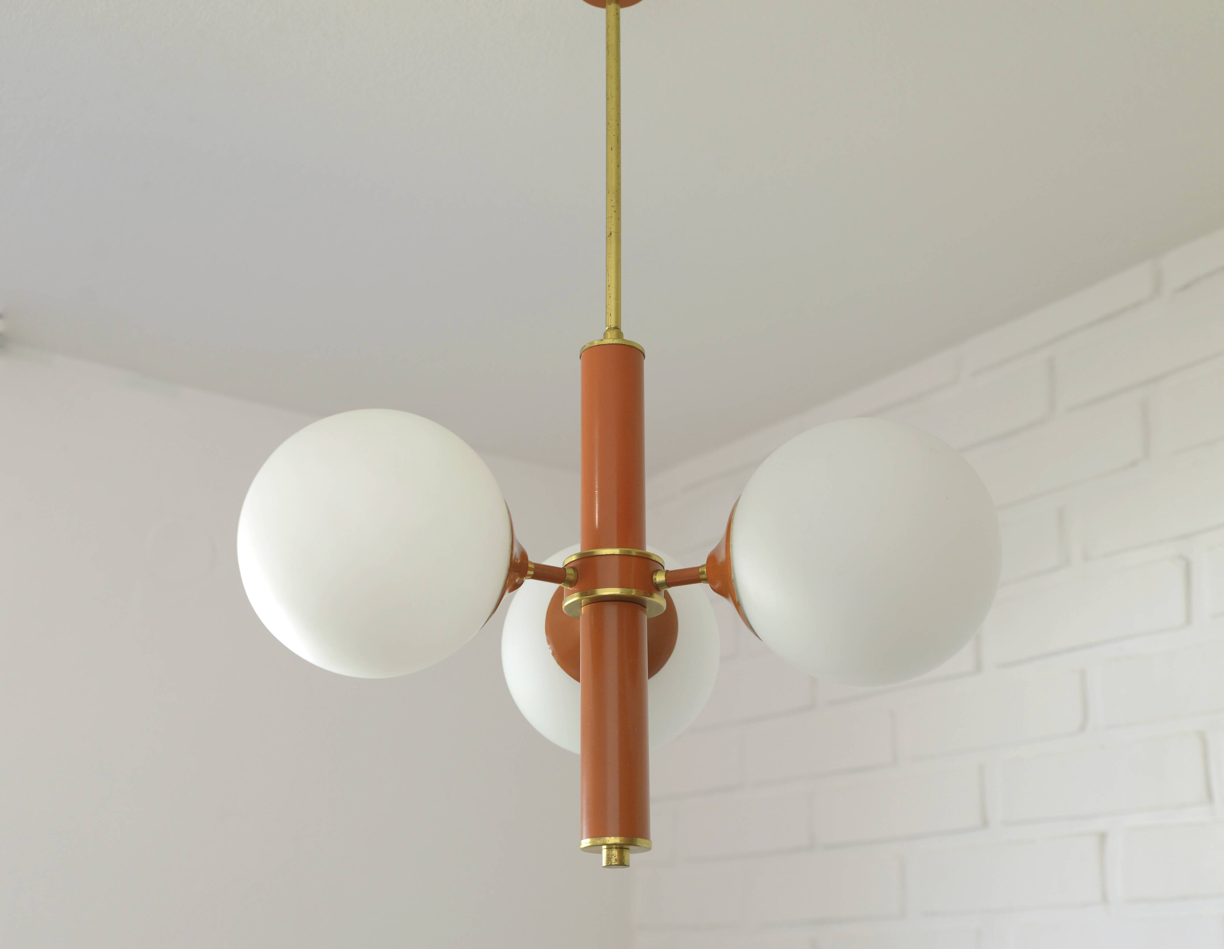 Lustre Spoutnik vintage suspendu Space Age orange rétro éclairage de plafond