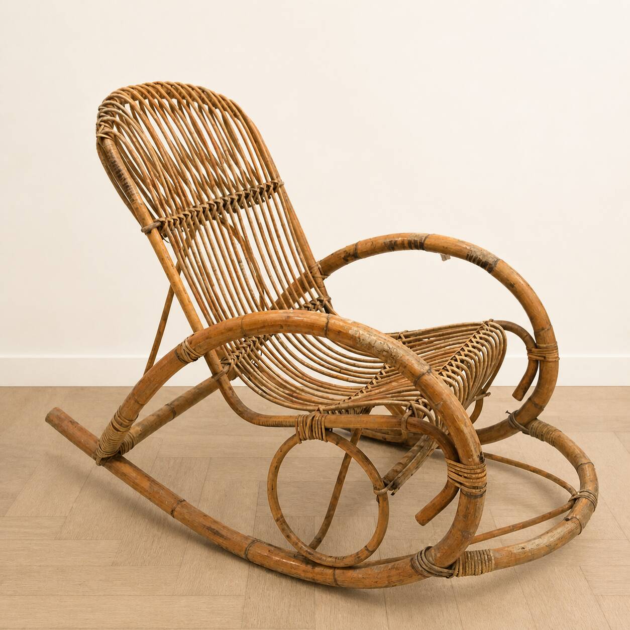 1960s rattan rocking chair