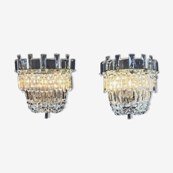 Pair of crystal sconces