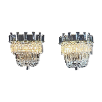 Pair of crystal sconces