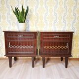 Pair of Vintage Wooden Nightstands: Mid-Century Modern Bedside Tables