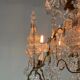 Cage chandelier, molded glass and bronze pendants, circa 1800