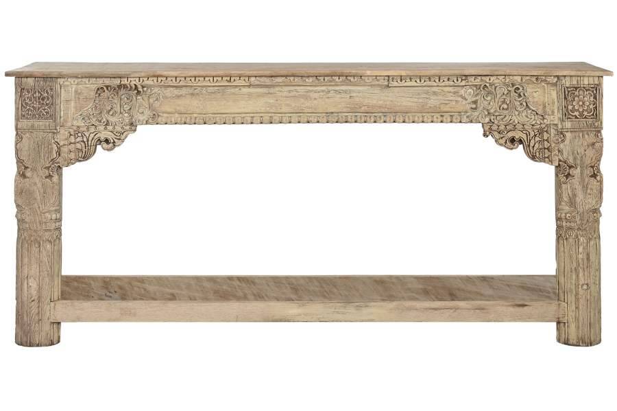Console bois sculpté 182x46x85 naturel