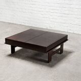 Square Walnut Coffee Table With Storage By Giovanni Michelucci, Italy 1960's