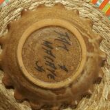 Basket, signed stoneware dish