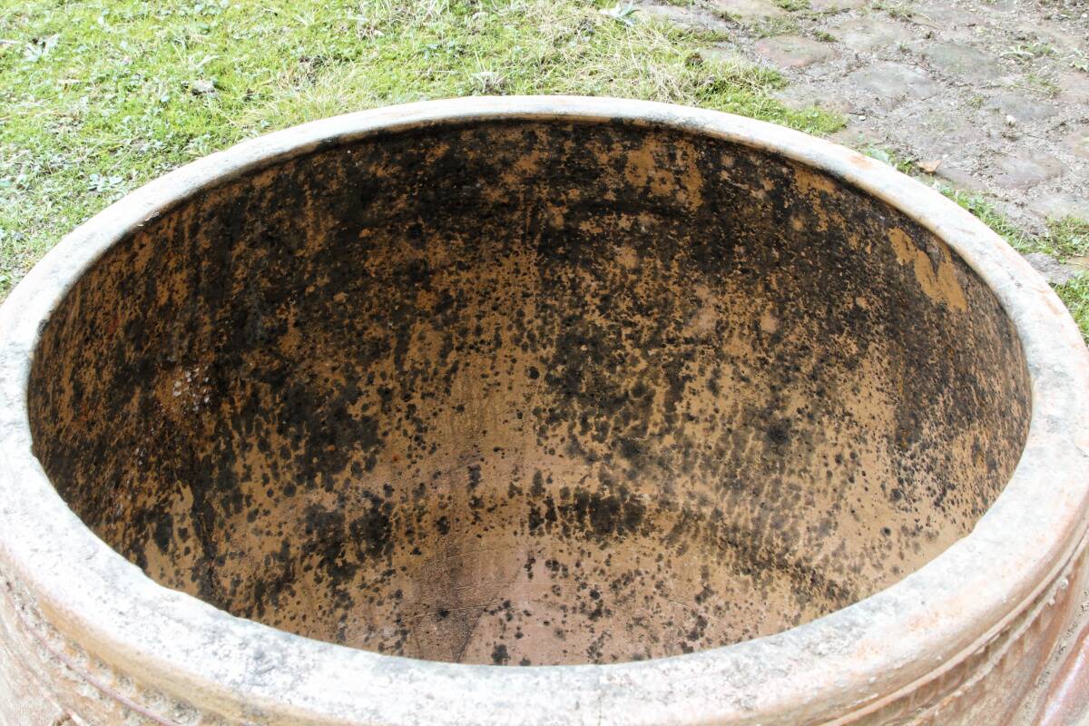 Large turned terracotta jar, 19th century