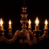 Louis XVI style wooden chandelier, 1890s