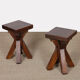 Pair of solid oak stools, French craftsmanship, 1960.