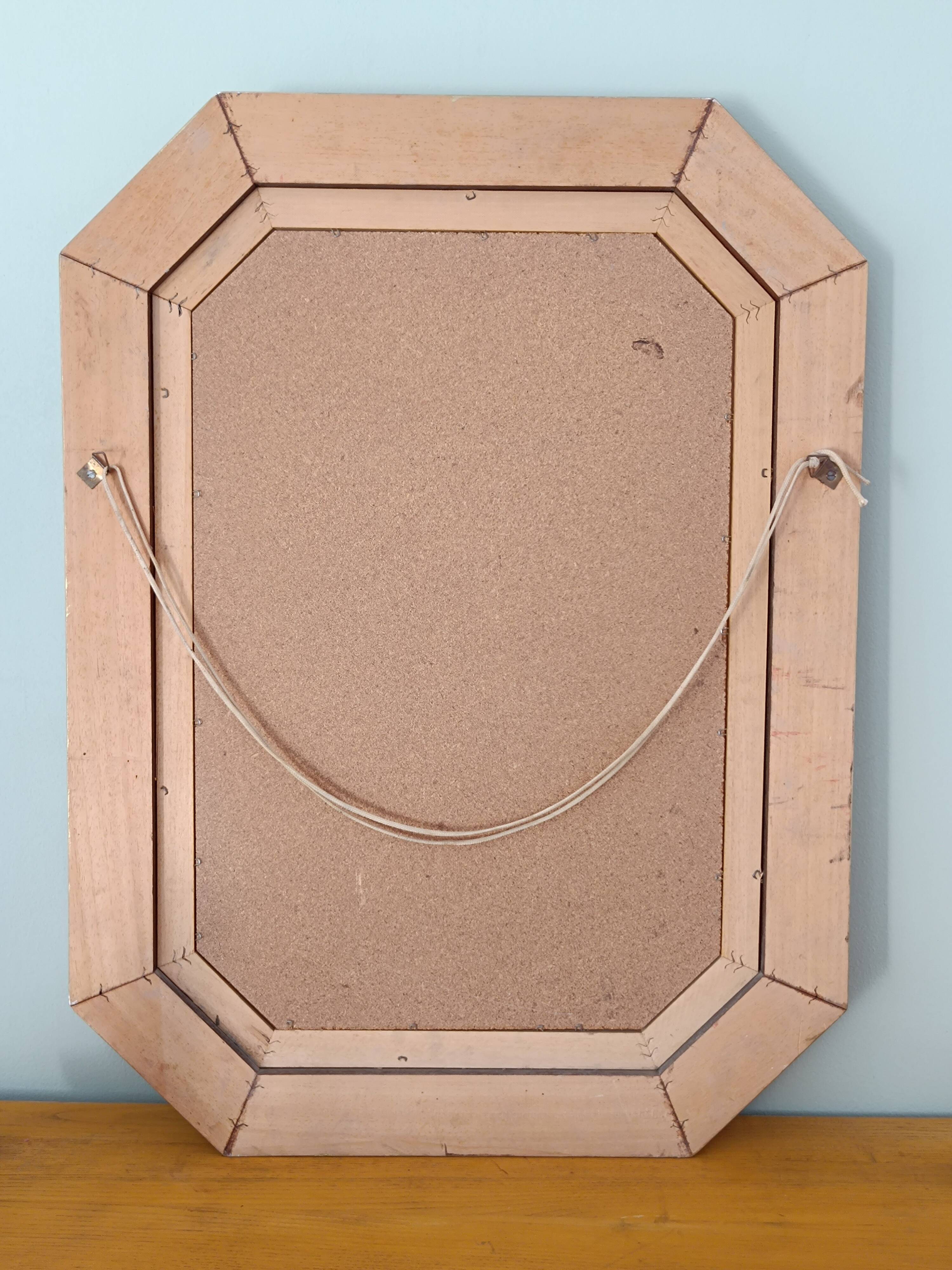 Octagonal gilded wooden mirror
