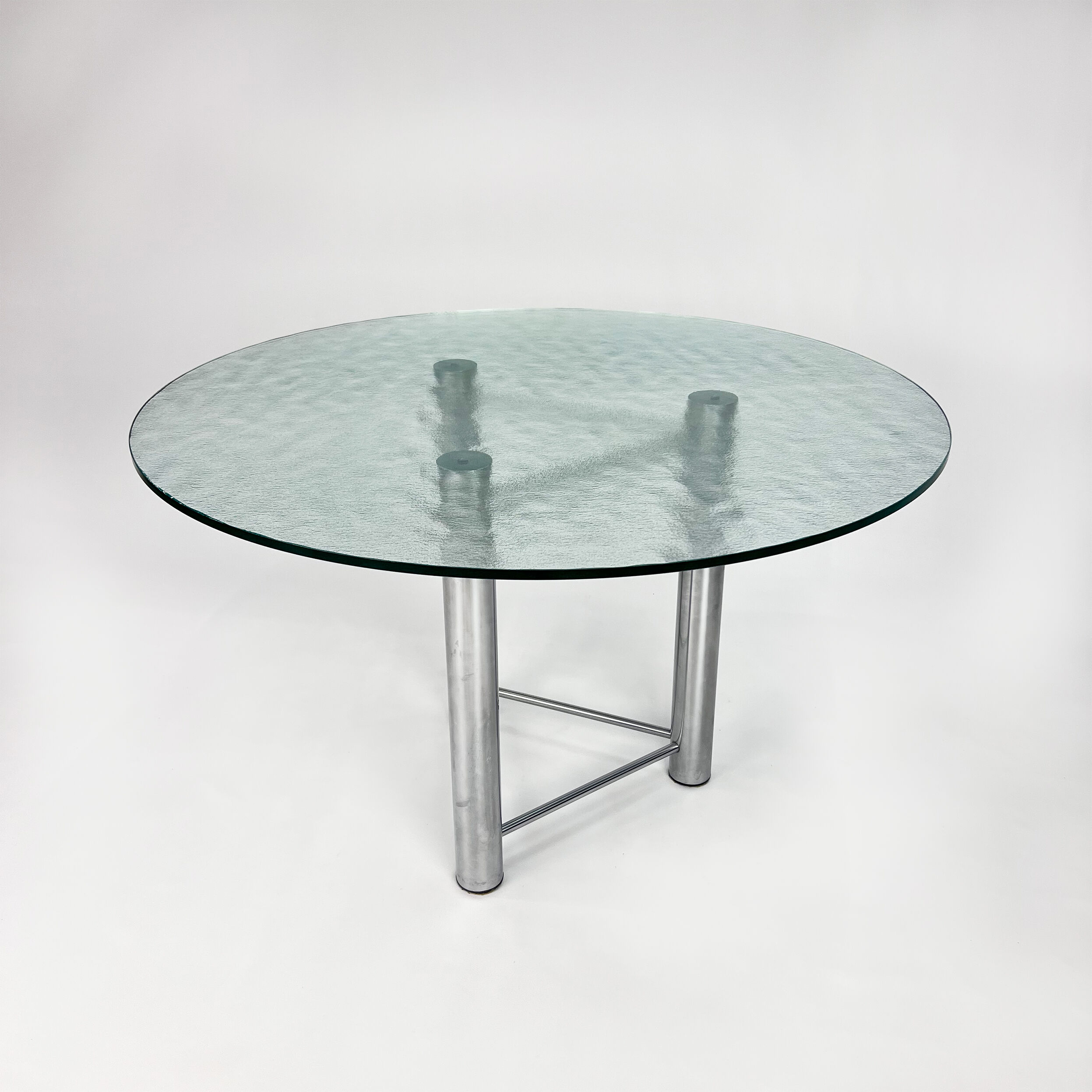 Postmodern Italian Steel and Glass Dining Table, 1980s