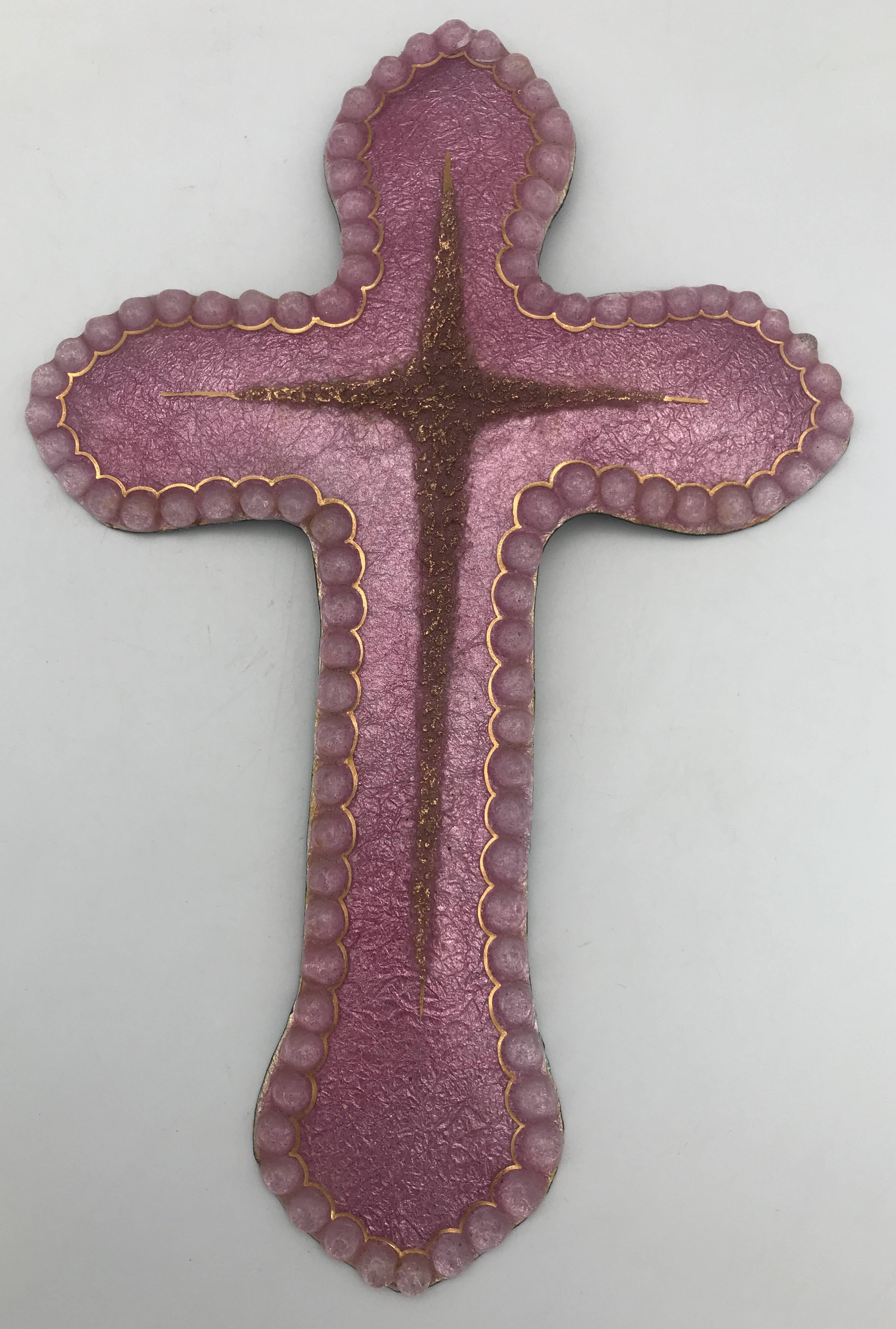 Religious wall cross in artistic enamel on silver signed P.BONNET, Limoges