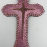 CROIX religieuse murale en émaux d’art sur argent signé P.BONNET, Limoges