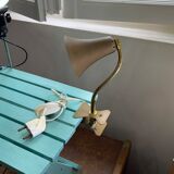 Vintage beige metal clip lamp working condition original electrification