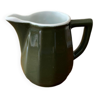Bottle green earthenware bistro style milk jug or creamer