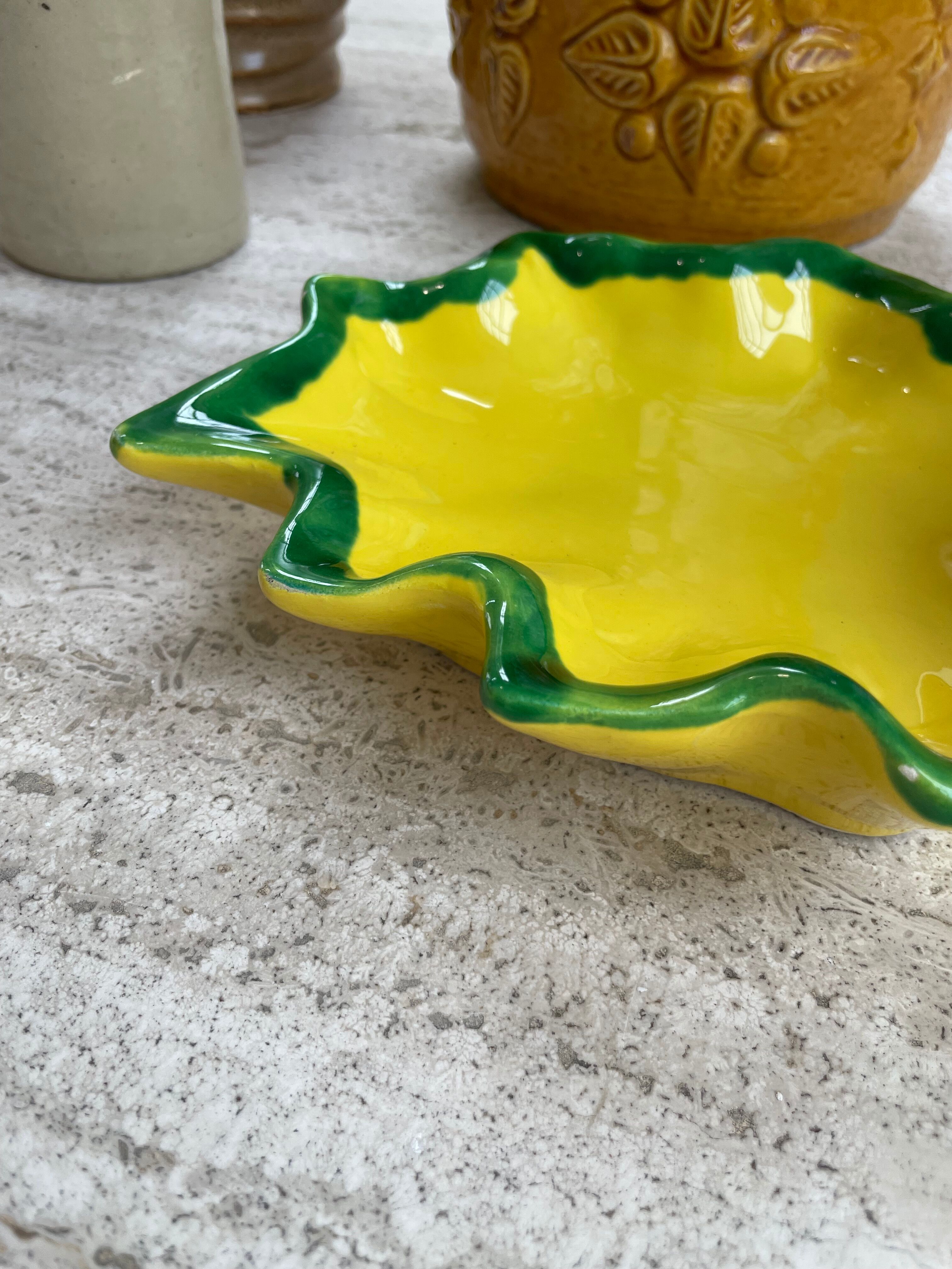 Ceramic yellow vallauris dish