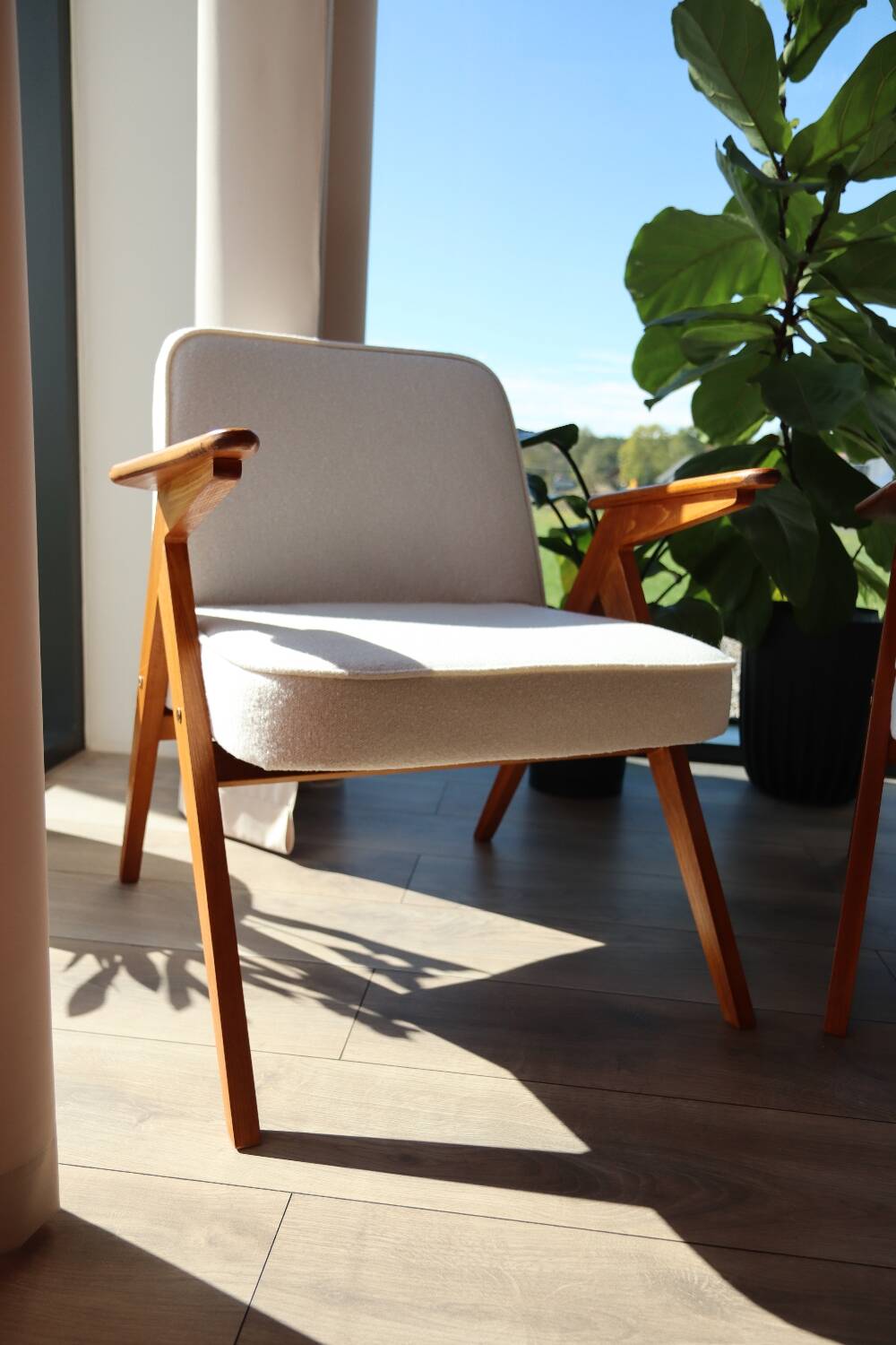 Ensemble de 2 fauteuils vintage en tissu bouclé, années 60