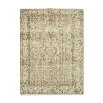 Hand-knotted vintage turkish beige carpet 208 cm x 283 cm