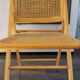 Vintage wooden folding chair with 1970 rattan seat and back