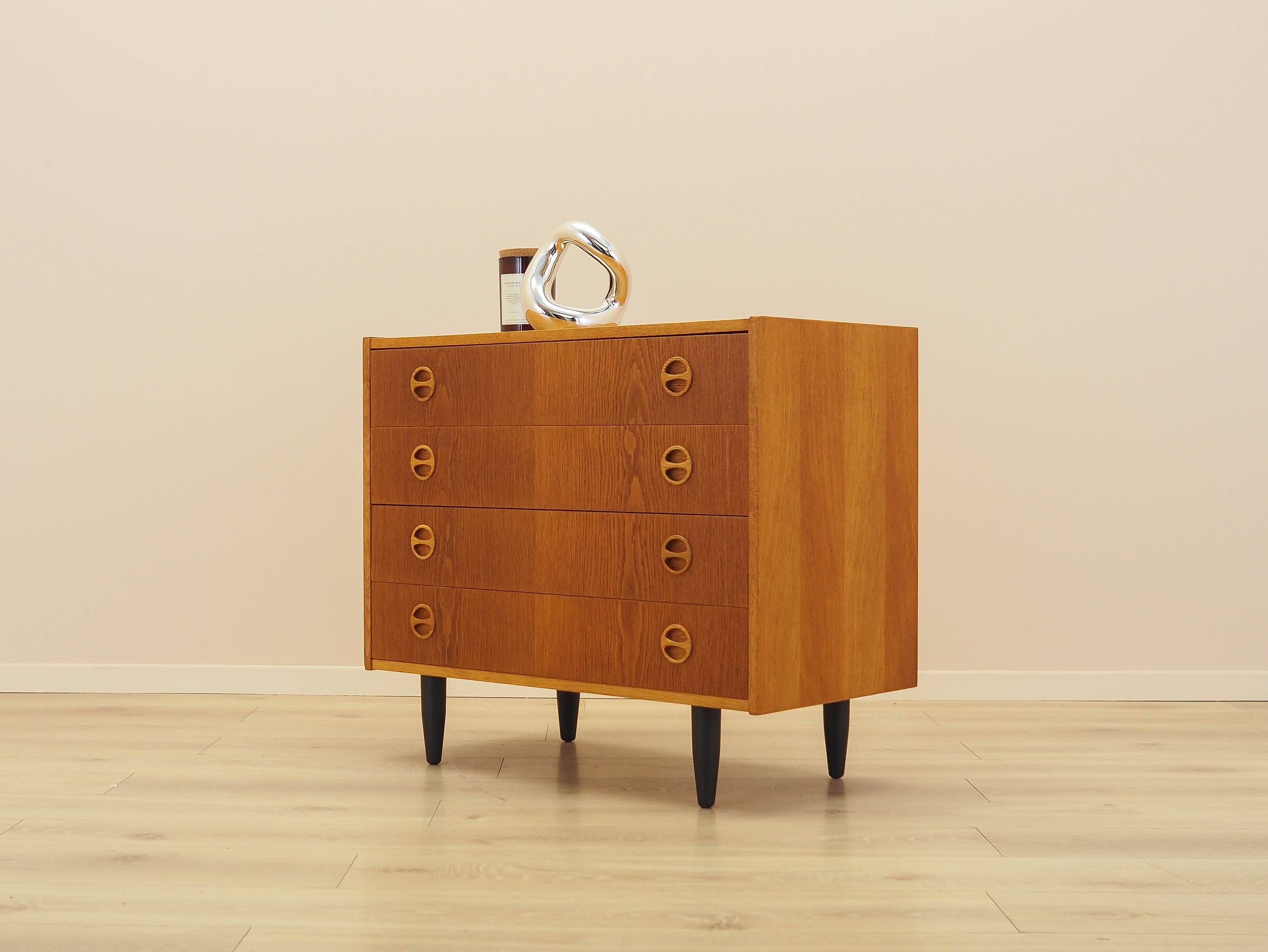 Ash chest of drawers 1970s with distinctive handles, Denmark