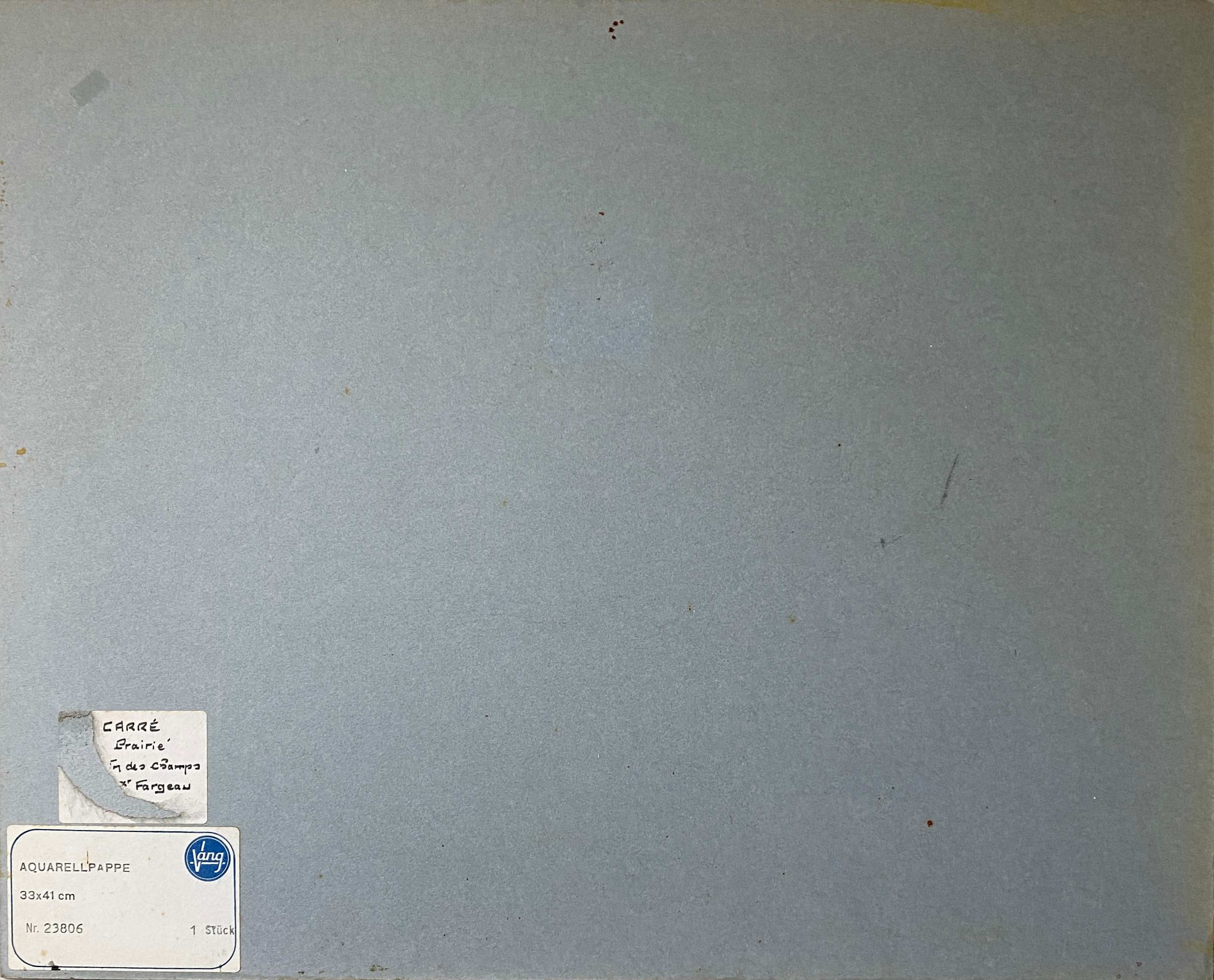 Painting Gouache Watercolor "herd of wild boar in the forest" HSC signed Carré