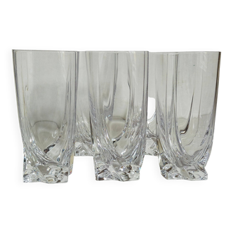 Five vintage crystal long drink glasses