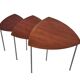 Vintage set of 3 wooden and metal side tables from the 1980s