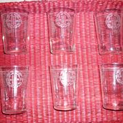 Old sandblasted glasses with laurel wreaths x6