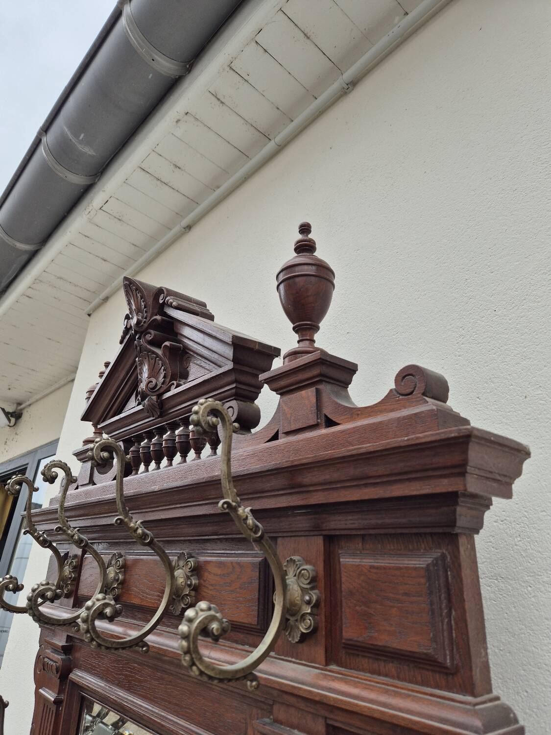Cloakroom Napoleon III coat rack 19th in solid oak