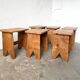 Set of six solid walnut stools, mountain style, circa 1960