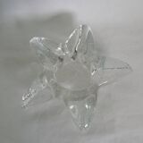 Star candle holder in glass or bubbled crystal, Biot type