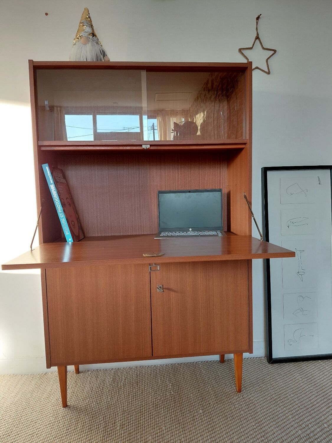 Vintage Scandinavian secretary desk from the 1960s - mid-century design.