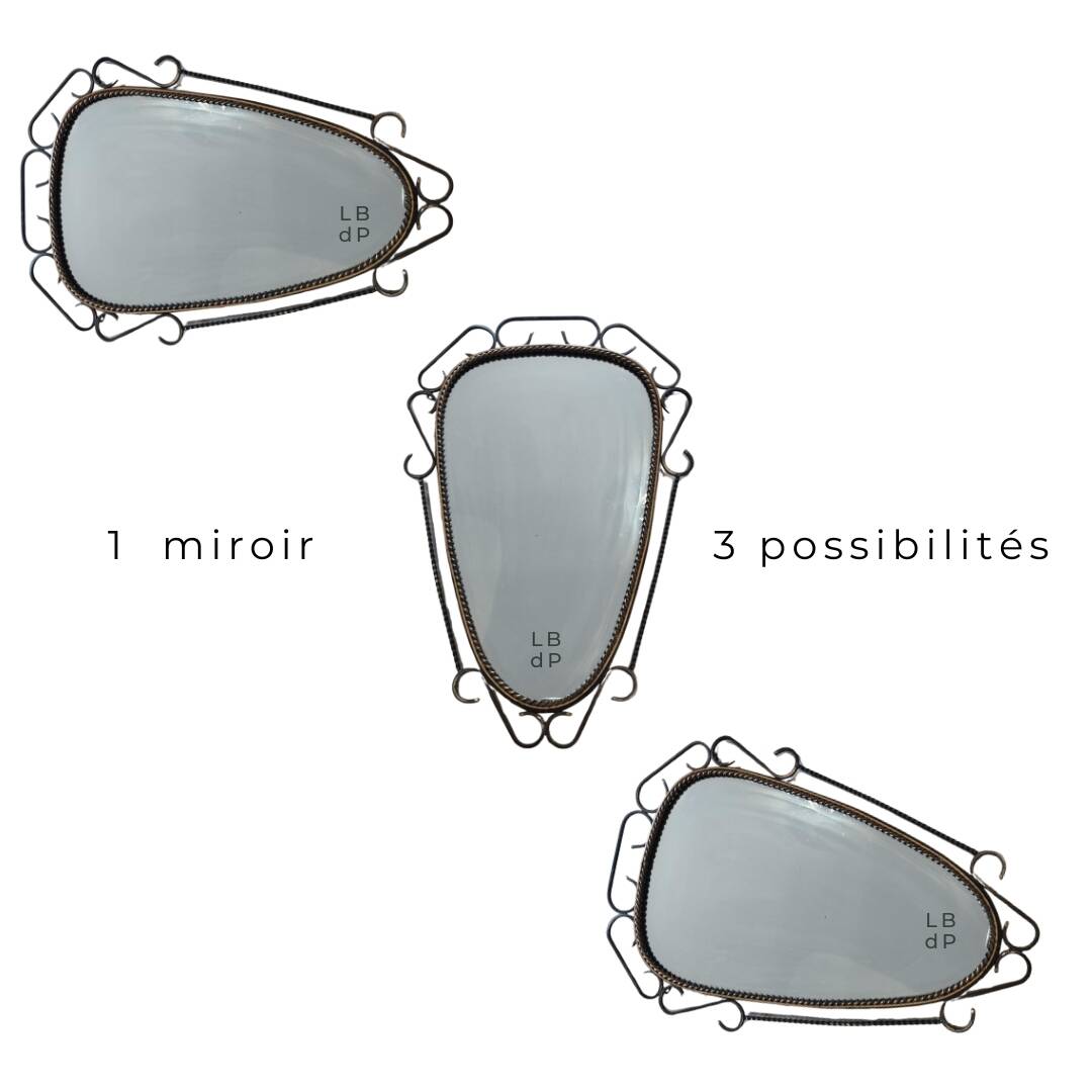 Brutalist antique mirror, sixties era.