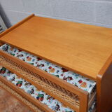 Rattan foot compass vintage dresser
