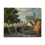 Table: oil on panel: landscape