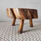 Vintage 1960s Brutalist Tripod Footstool Folk Art