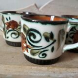 Set of 4 tea or coffee cups, Boch ceramic, Argenteuil series from the 60s