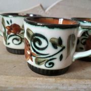 Set of 4 tea or coffee cups, Boch ceramic, Argenteuil series from the 60s