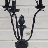 Black wrought iron floor lamp attributed to Gilbert Poillerat