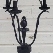 Black wrought iron floor lamp attributed to Gilbert Poillerat