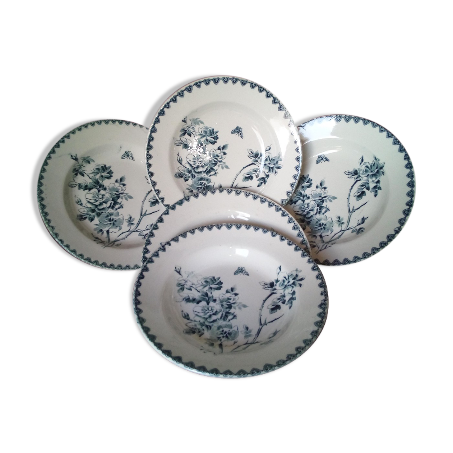 Suite of 5 plates flowers/butterfly
