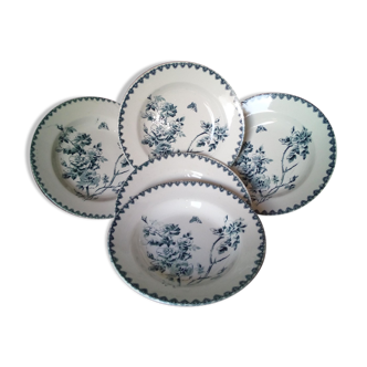 Suite of 5 plates flowers/butterfly