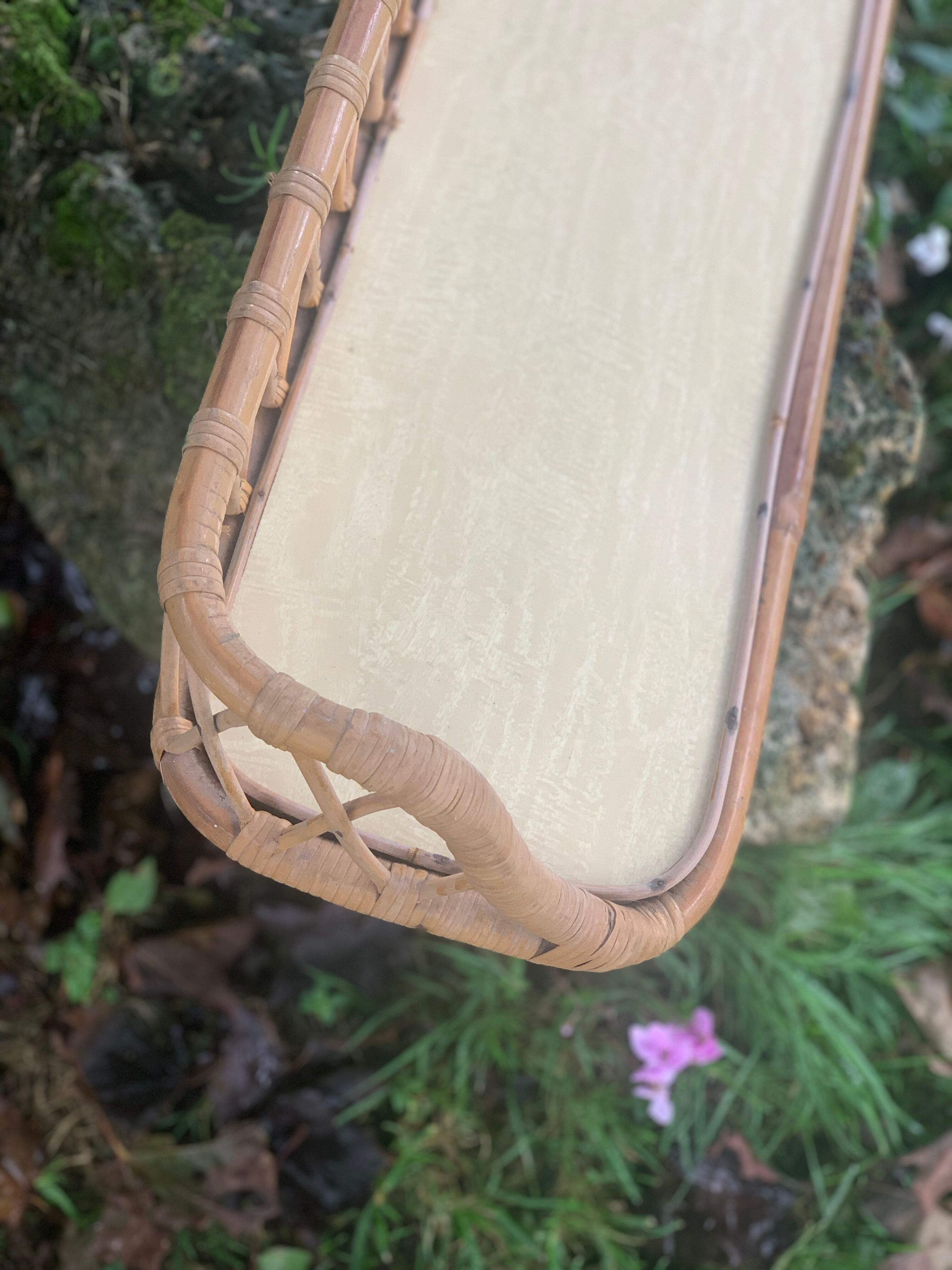 Antique rattan wall shelf