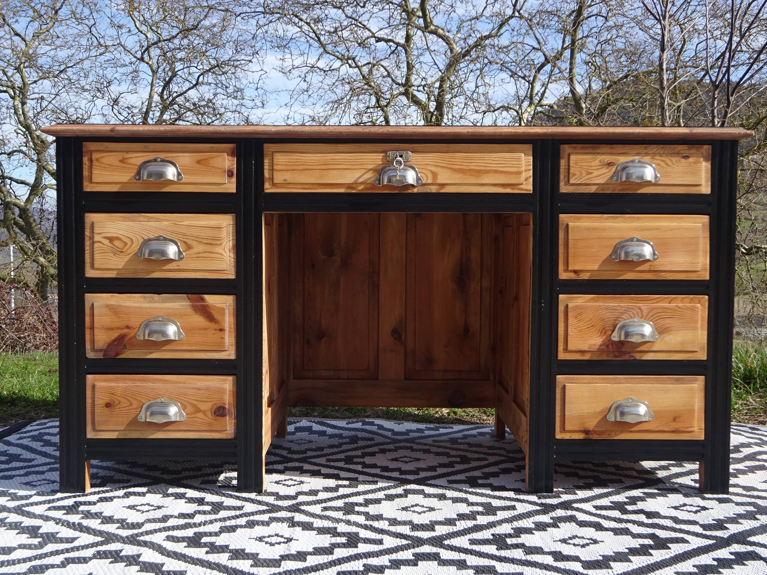 Vintage pine desk, restored