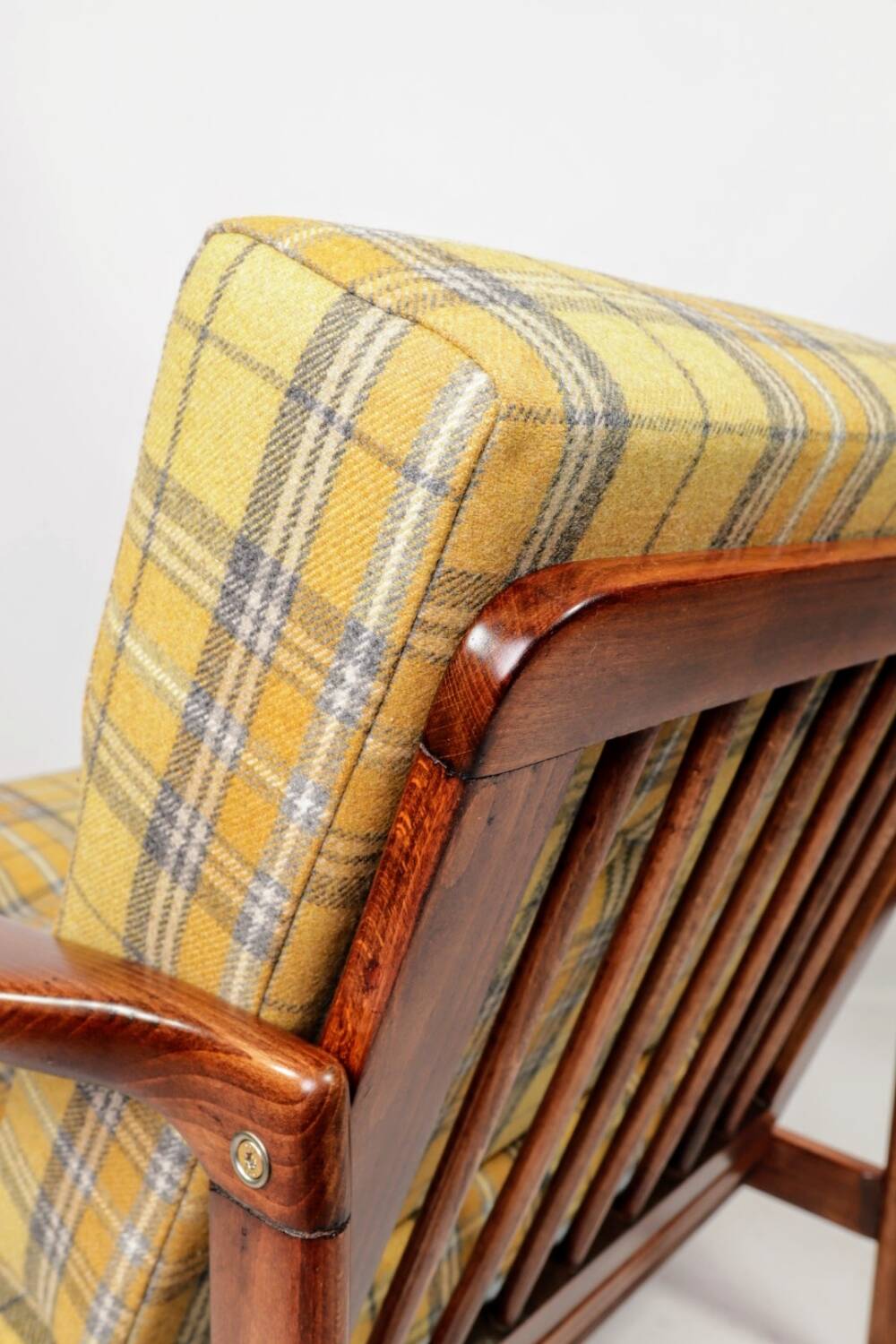 Vintage armchair tartan plaid wool design by Z. Baczyk 1965