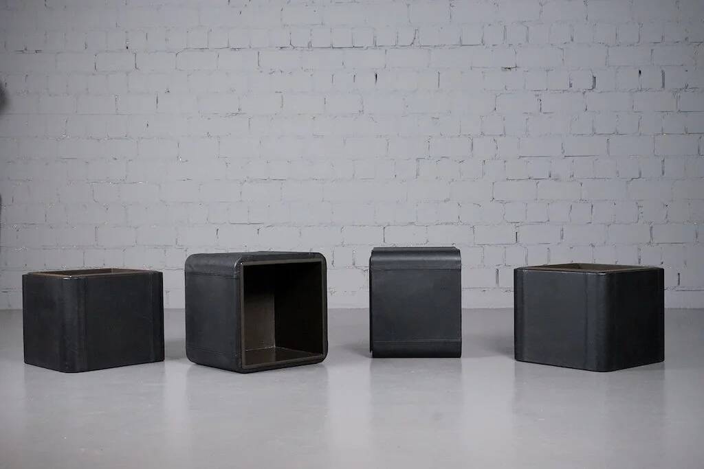 Mid-century leather planter by De Sede