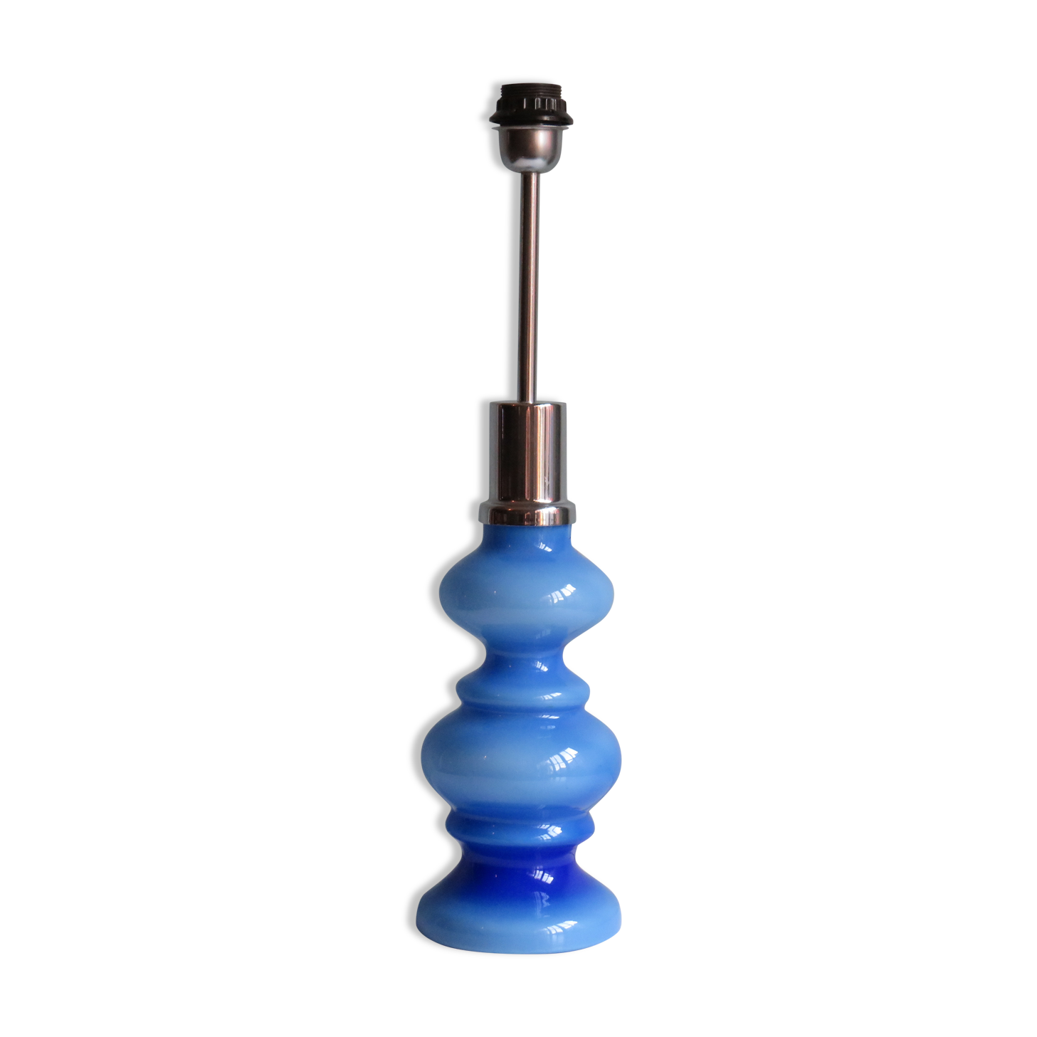 Lamp foot, blue opaline glass, Italy 1970